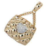 K18YG イエローゴールド ダイヤ バッグ ハート モチーフ ペンダントトップ レディース 【中古】